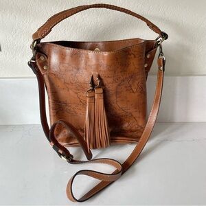 Patricia Nash Octavia, Map Brown with Crossbody Strap